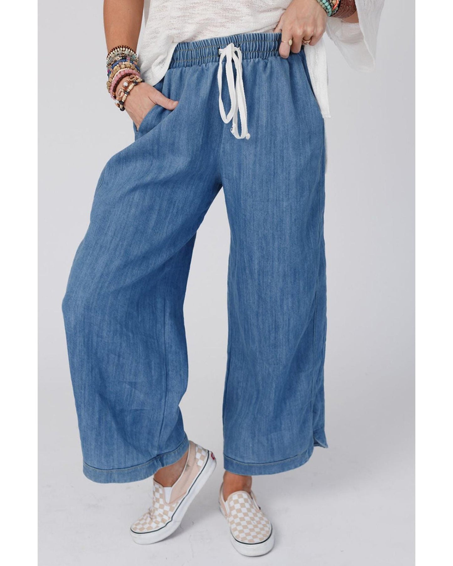 Azura Exchange Wide Leg Drawstring Waist Pants - 8 US