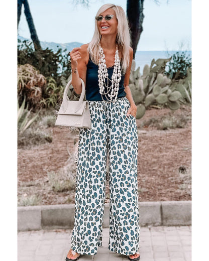 Azura Exchange Leopard Print Wide Leg Pants - L