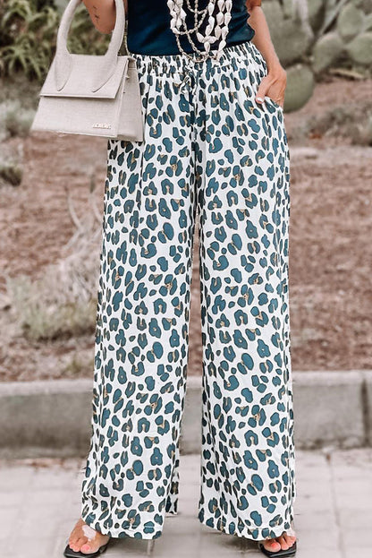 Azura Exchange Leopard Print Wide Leg Pants - M