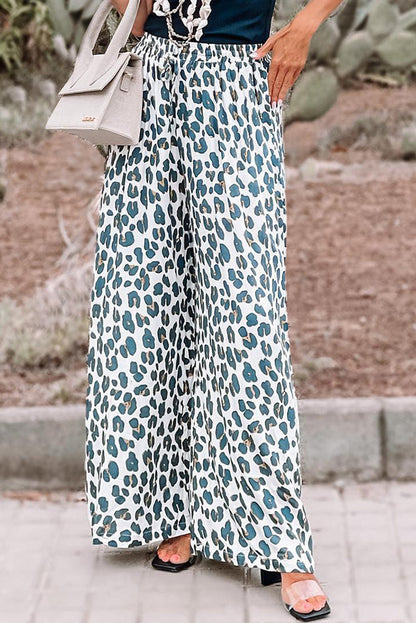 Azura Exchange Leopard Print Wide Leg Pants - M