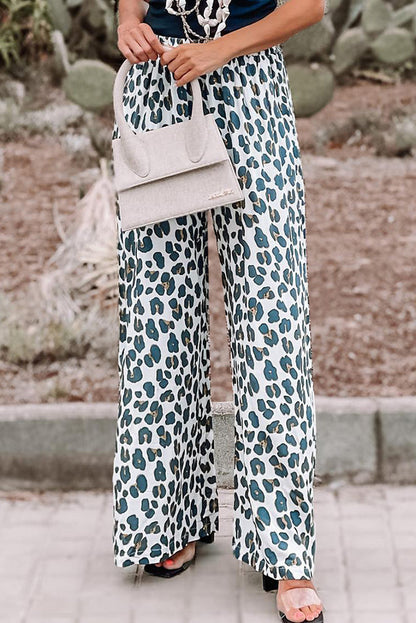 Azura Exchange Leopard Print Wide Leg Pants - S