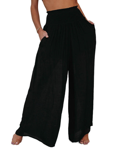 Azura Exchange Frill Smocked Flowy Wide Leg Pants - S