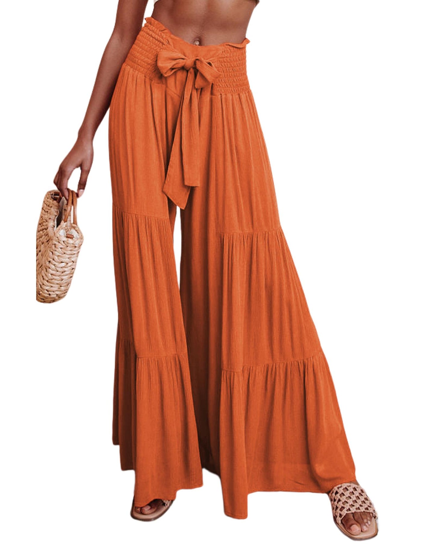 Azura Exchange Tiered Wide Leg Pants - L