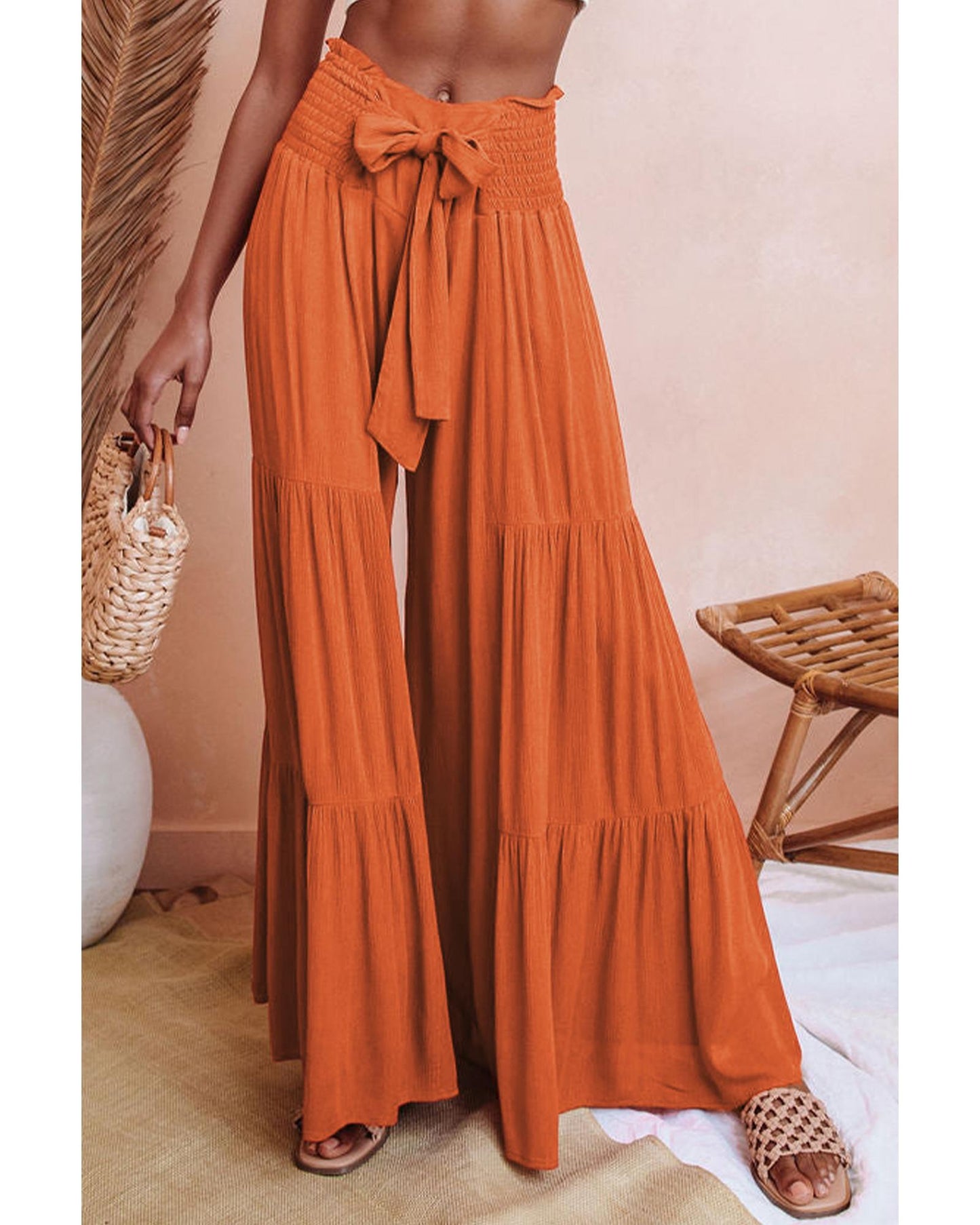 Azura Exchange Tiered Wide Leg Pants - L