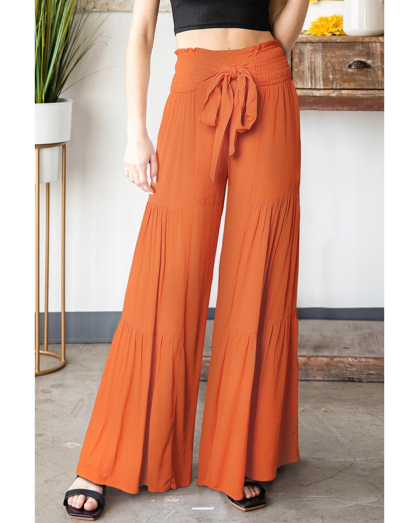 Azura Exchange Tiered Wide Leg Pants - L