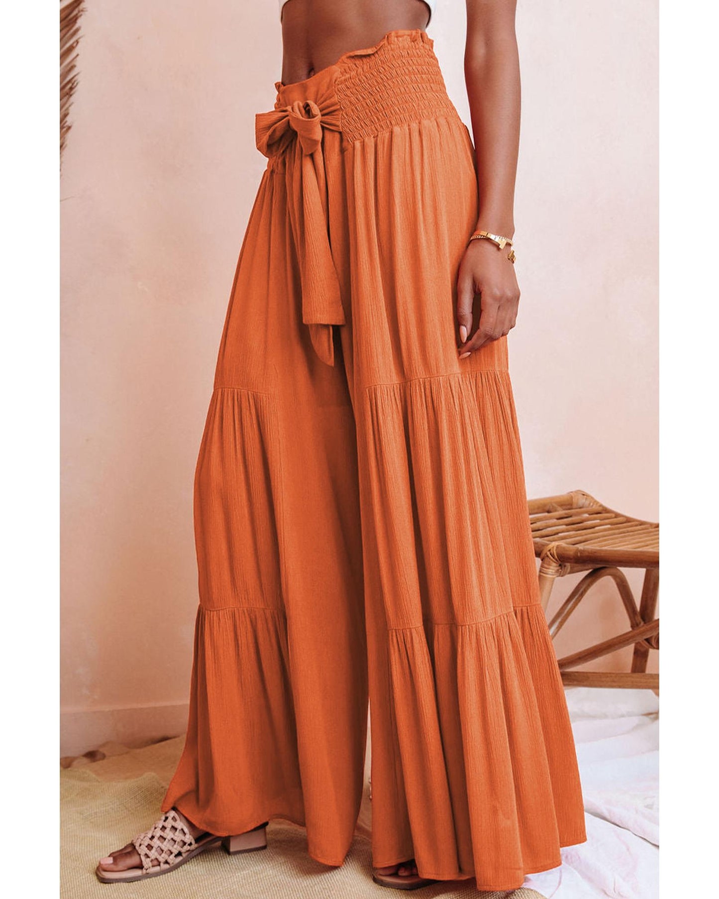 Azura Exchange Tiered Wide Leg Pants - L