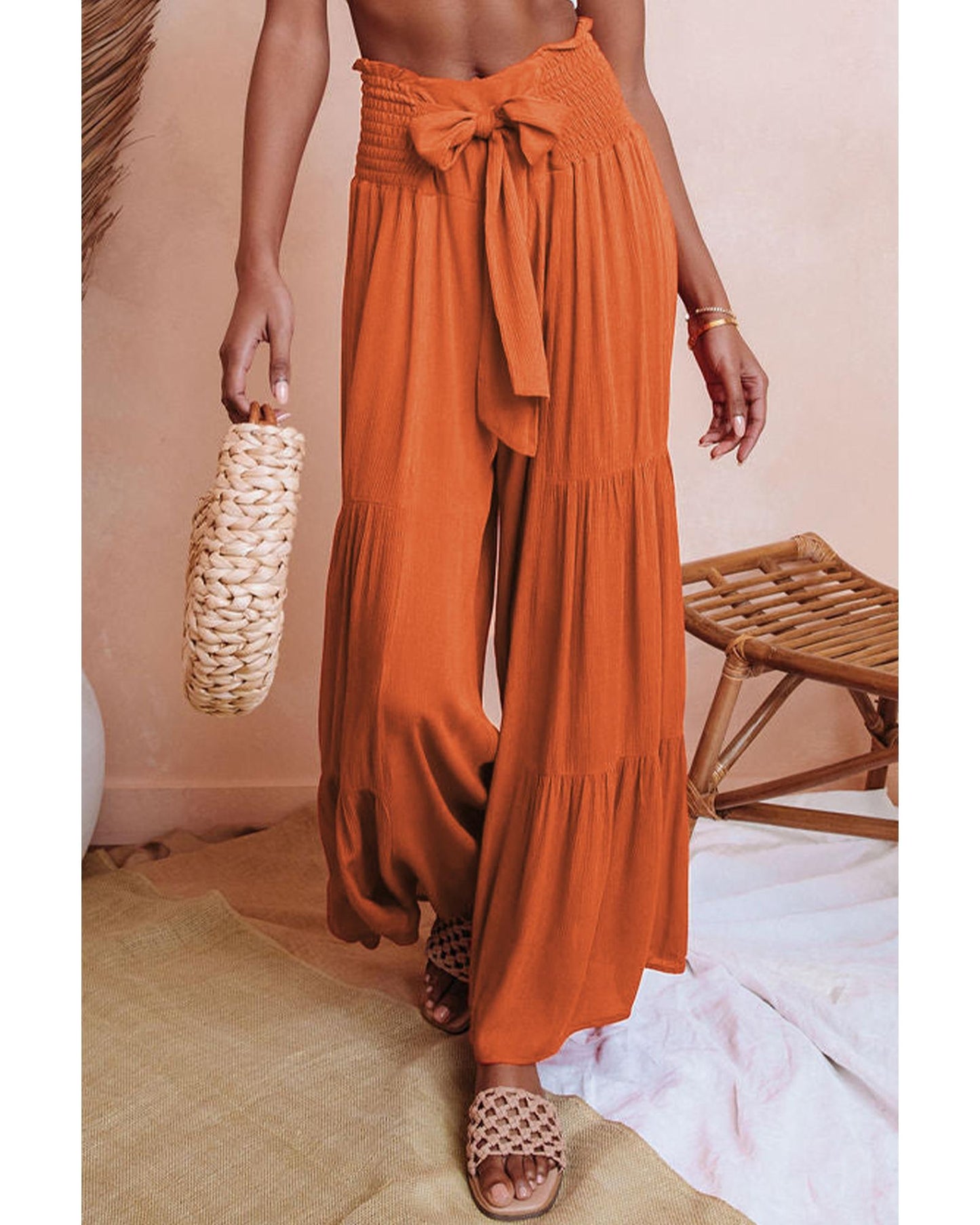 Azura Exchange Tiered Wide Leg Pants - L