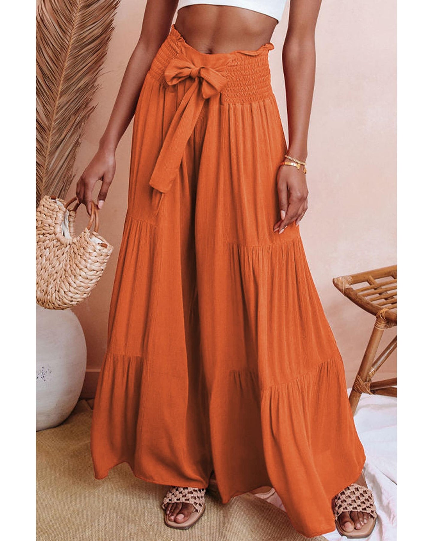 Azura Exchange Tiered Wide Leg Pants - S