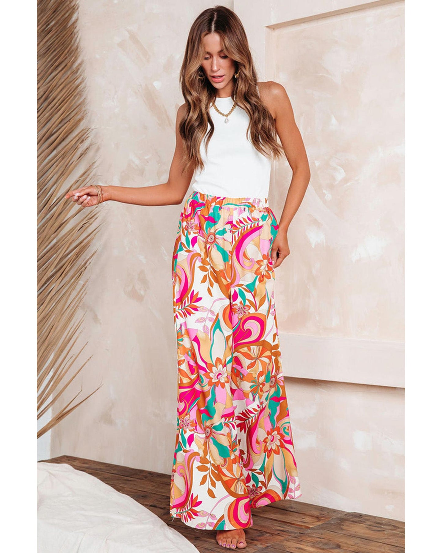 Azura Exchange Printed Wide Leg Pants - S