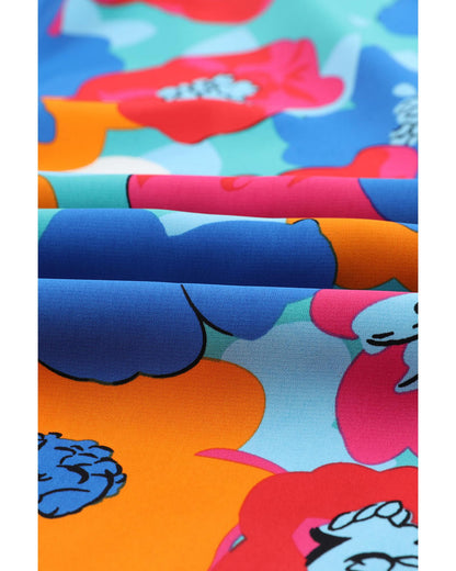 Azura Exchange Abstract Floral Print Drawstring Pants - L