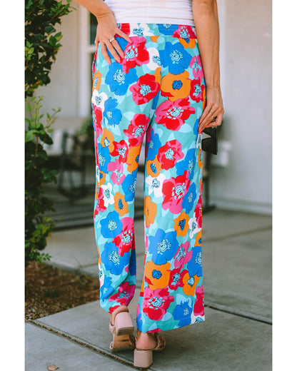 Azura Exchange Abstract Floral Print Drawstring Pants - S