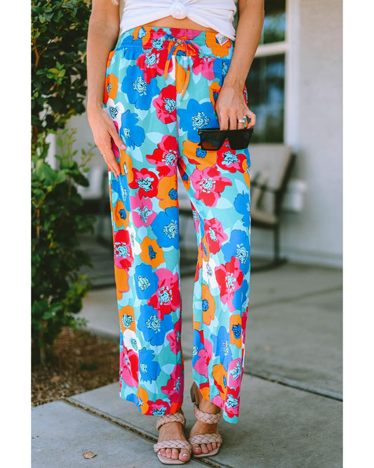 Azura Exchange Abstract Floral Print Drawstring Pants - XL