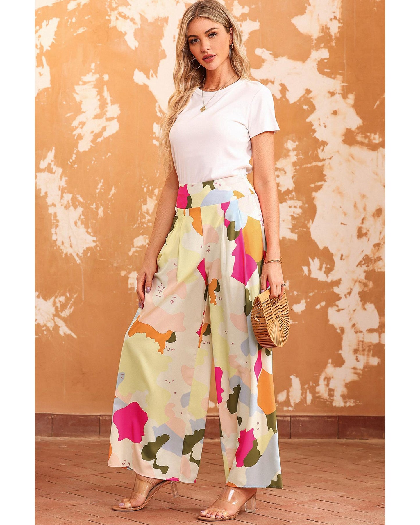 Azura Exchange Color Palette Print Wide Leg Pants - L