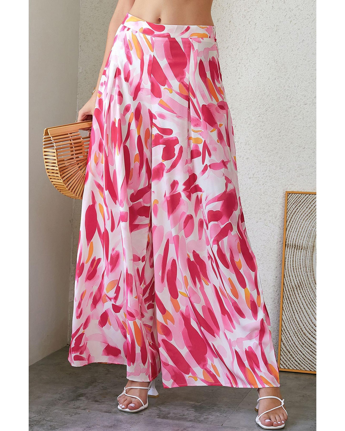 Azura Exchange Abstract Floral Print Wide Leg Pants - 10 US