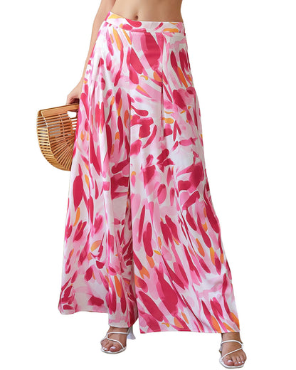 Azura Exchange Abstract Floral Print Wide Leg Pants - 10 US