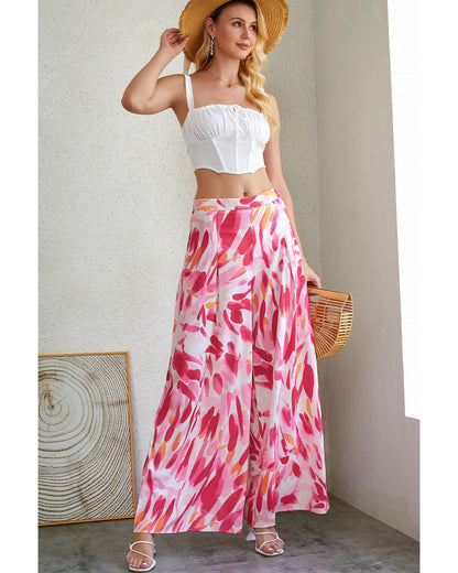 Azura Exchange Abstract Floral Print Wide Leg Pants - 12 US