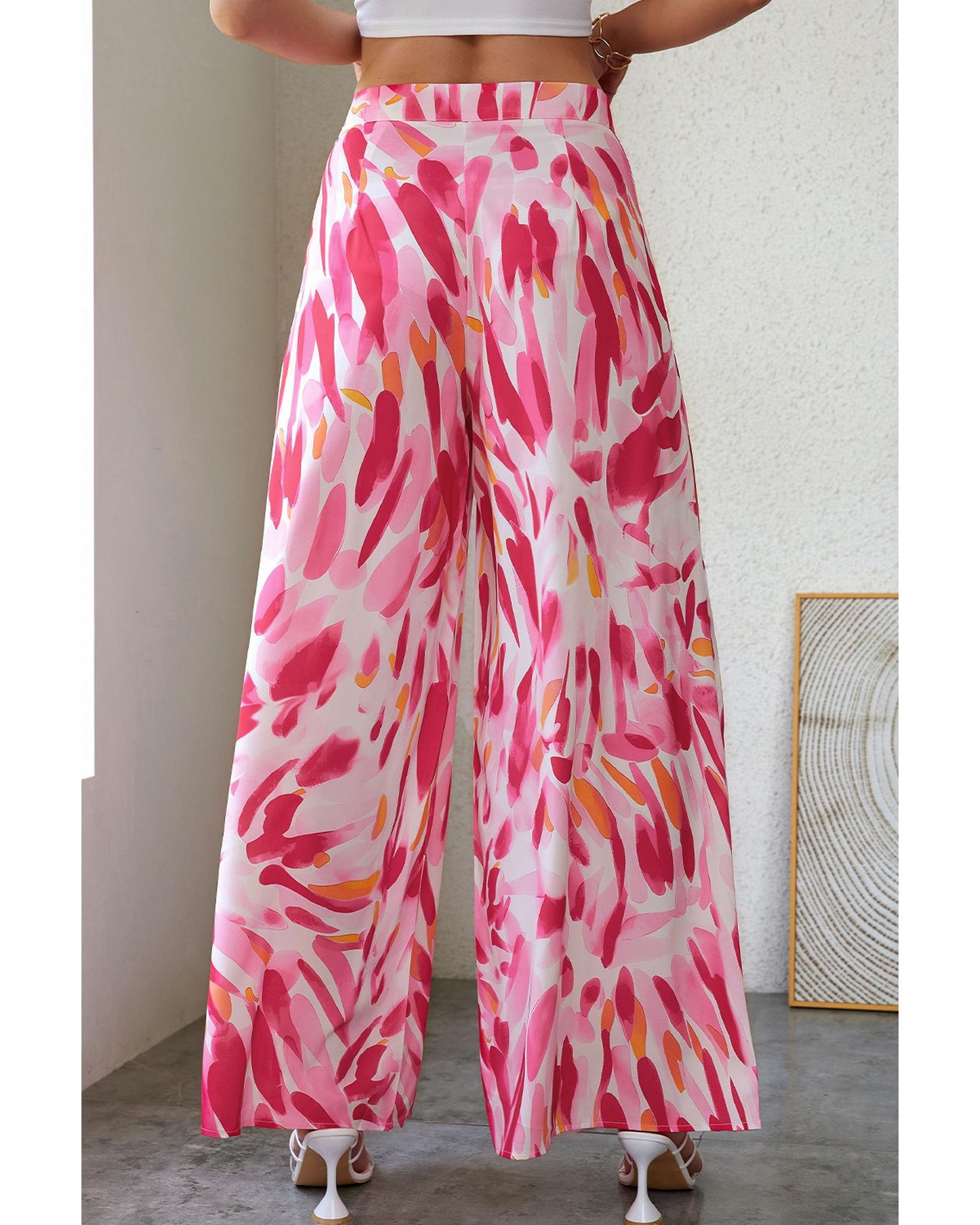Azura Exchange Abstract Floral Print Wide Leg Pants - 16 US
