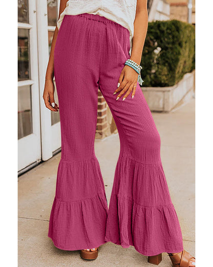 Azura Exchange Textured High Waist Ruffled Bell Bottom Pants - M