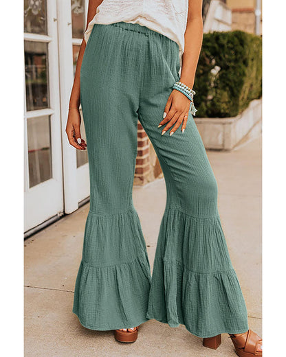 Azura Exchange Textured High Waist Ruffled Bell Bottom Pants - L