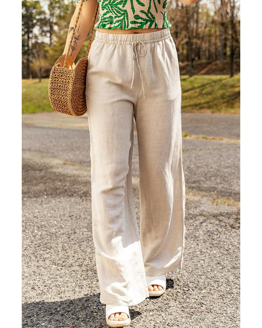 Azura Exchange Elastic Linen Drawstring Waist Pants - M