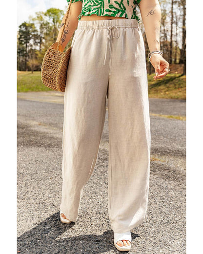 Azura Exchange Elastic Linen Drawstring Waist Pants - M