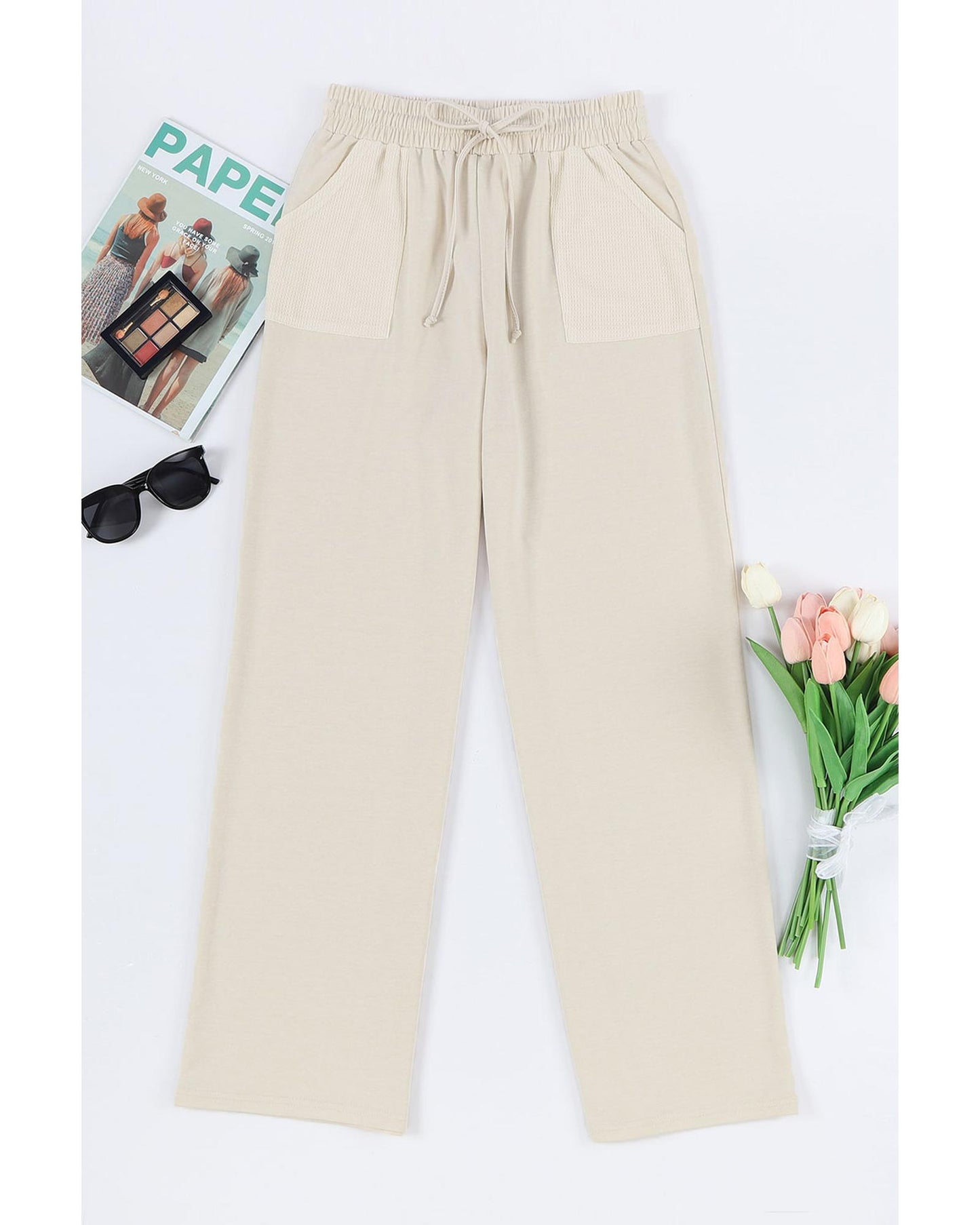 Azura Exchange Knit Pants with Drawstring Waist and Pockets - S