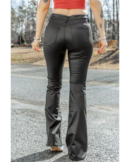 Azura Exchange Skinny Flared Leather Pants - L