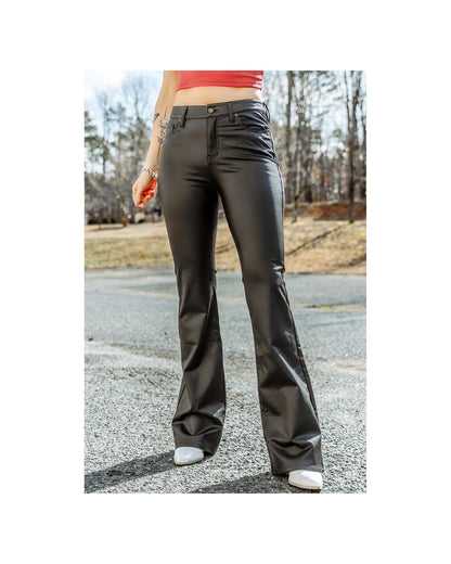 Azura Exchange Skinny Flared Leather Pants - L