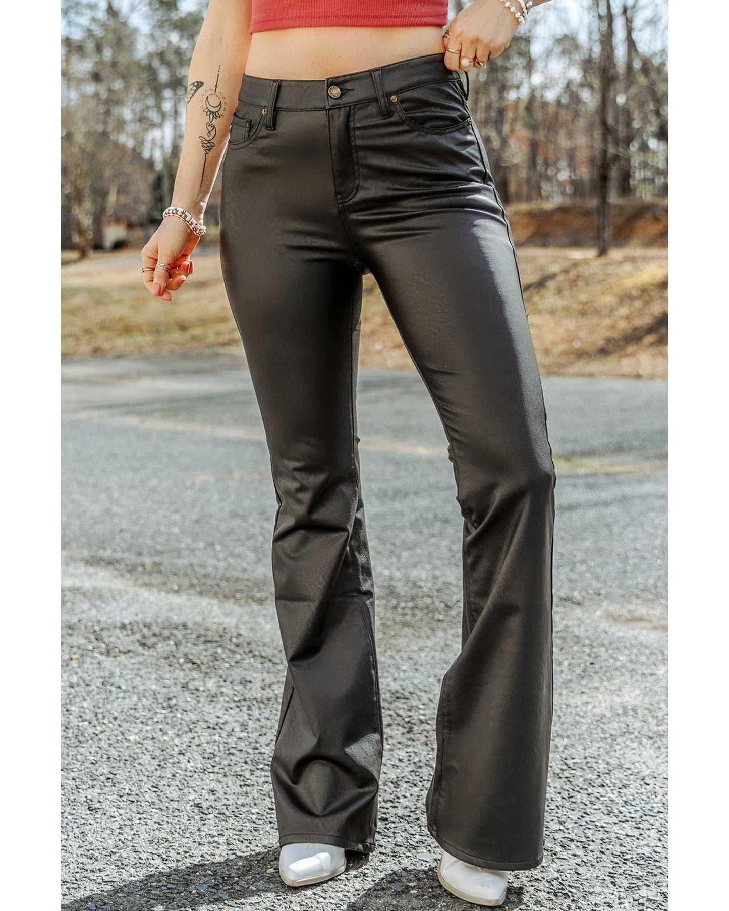 Azura Exchange Skinny Flared Leather Pants - XL