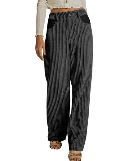 Azura Exchange Contrast Patched Wide Leg Corduroy Pants - L