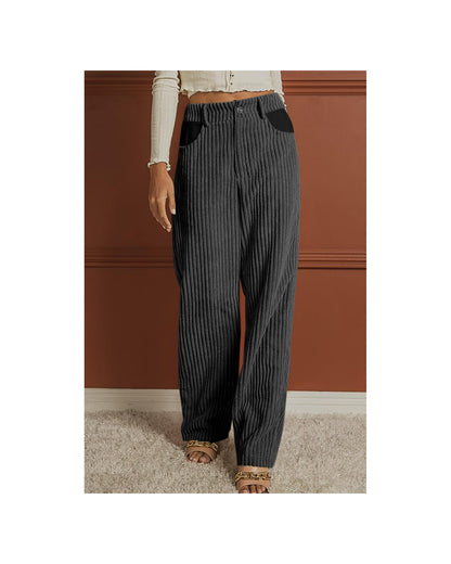 Azura Exchange Contrast Patched Wide Leg Corduroy Pants - S