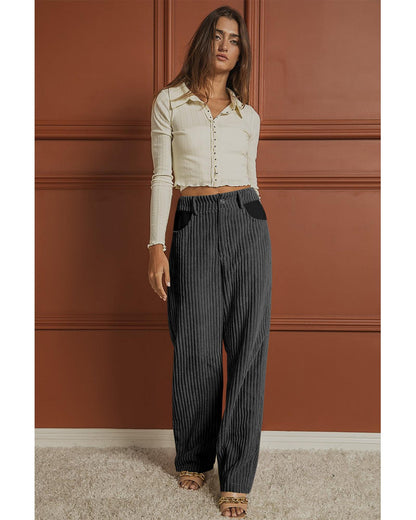 Azura Exchange Contrast Patched Wide Leg Corduroy Pants - S