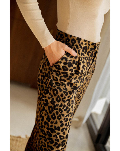 Azura Exchange Leopard Print Wide Leg Pants - L