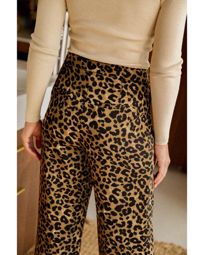 Azura Exchange Leopard Print Wide Leg Pants - L