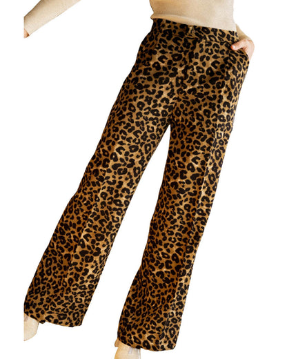 Azura Exchange Leopard Print Wide Leg Pants - L