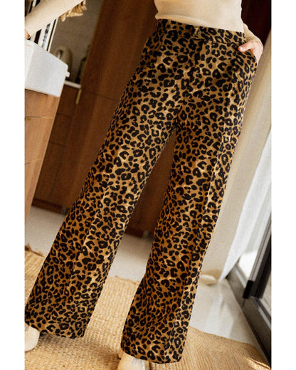 Azura Exchange Leopard Print Wide Leg Pants - S