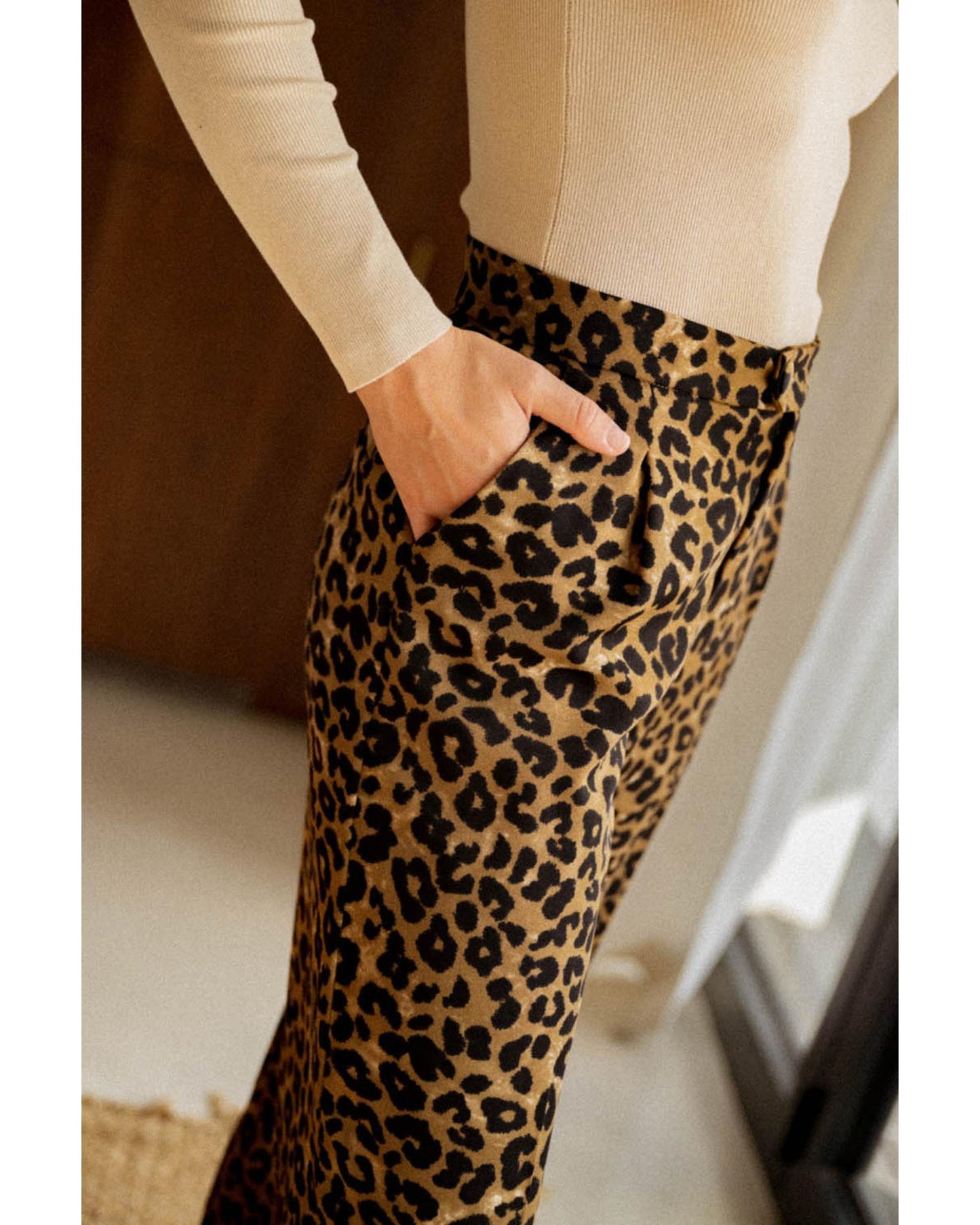 Azura Exchange Leopard Print Wide Leg Pants - S