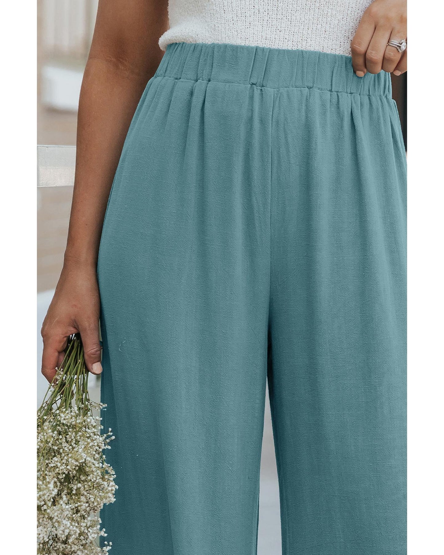 Azura Exchange High Waist Ruffled Wide-Leg Pants - M