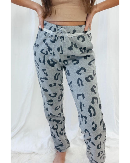 Azura Exchange Leopard Print Drawstring High Waist Jogger Pants - M