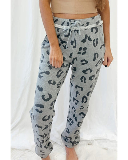 Azura Exchange Leopard Print Drawstring High Waist Jogger Pants - S