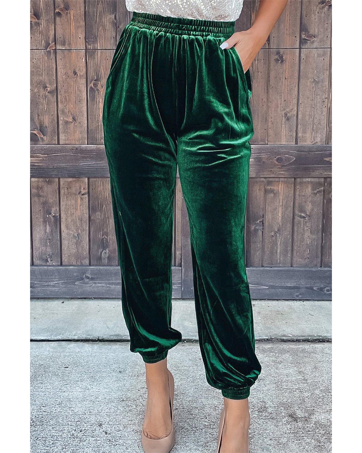 Azura Exchange Solid Velvet Jogger Pants - XL