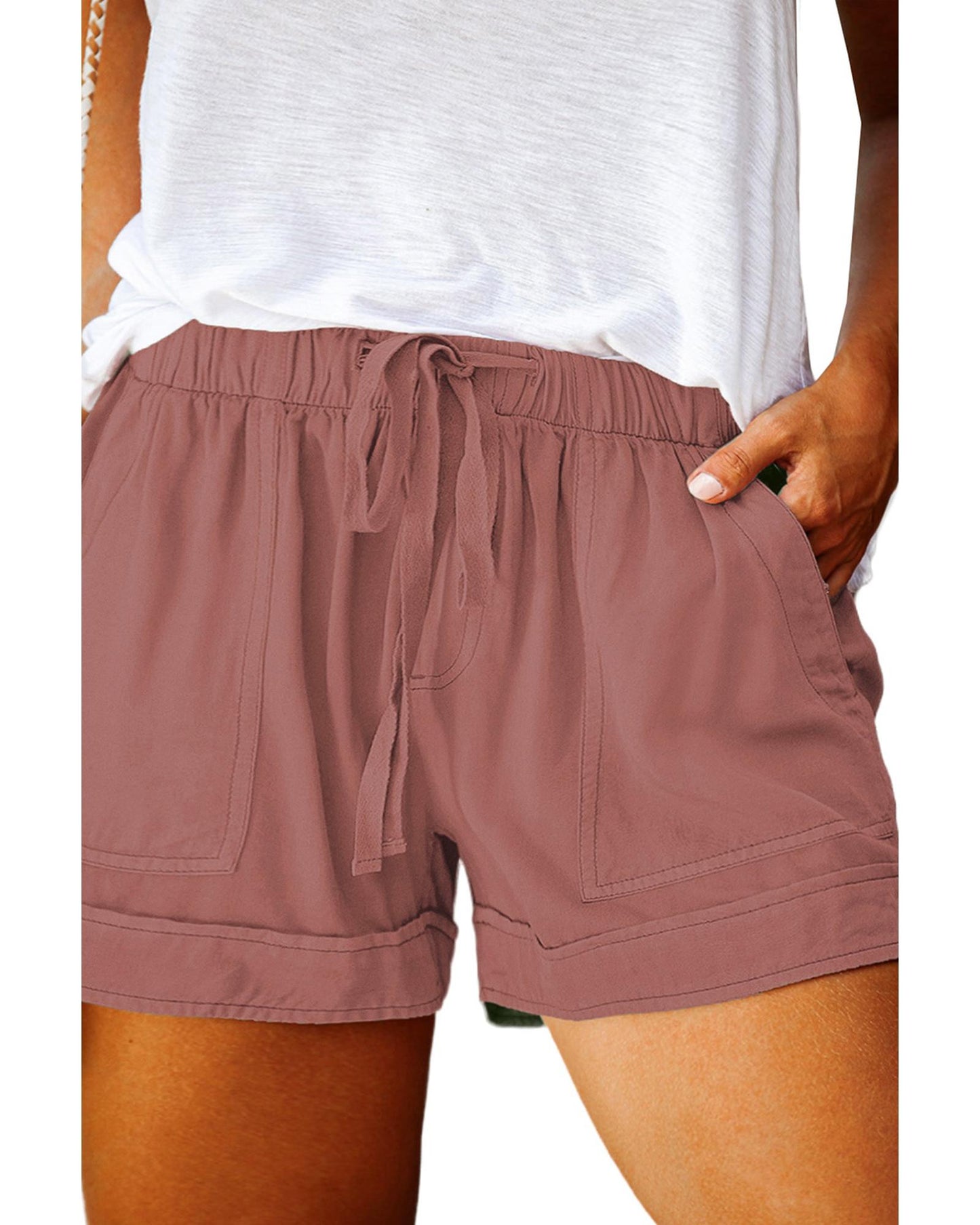 Azura Exchange Elastic Waist Drawstring Pocket Shorts - 1X