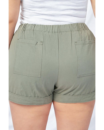 Azura Exchange Elastic Waist Drawstring Pocket Shorts - 1X