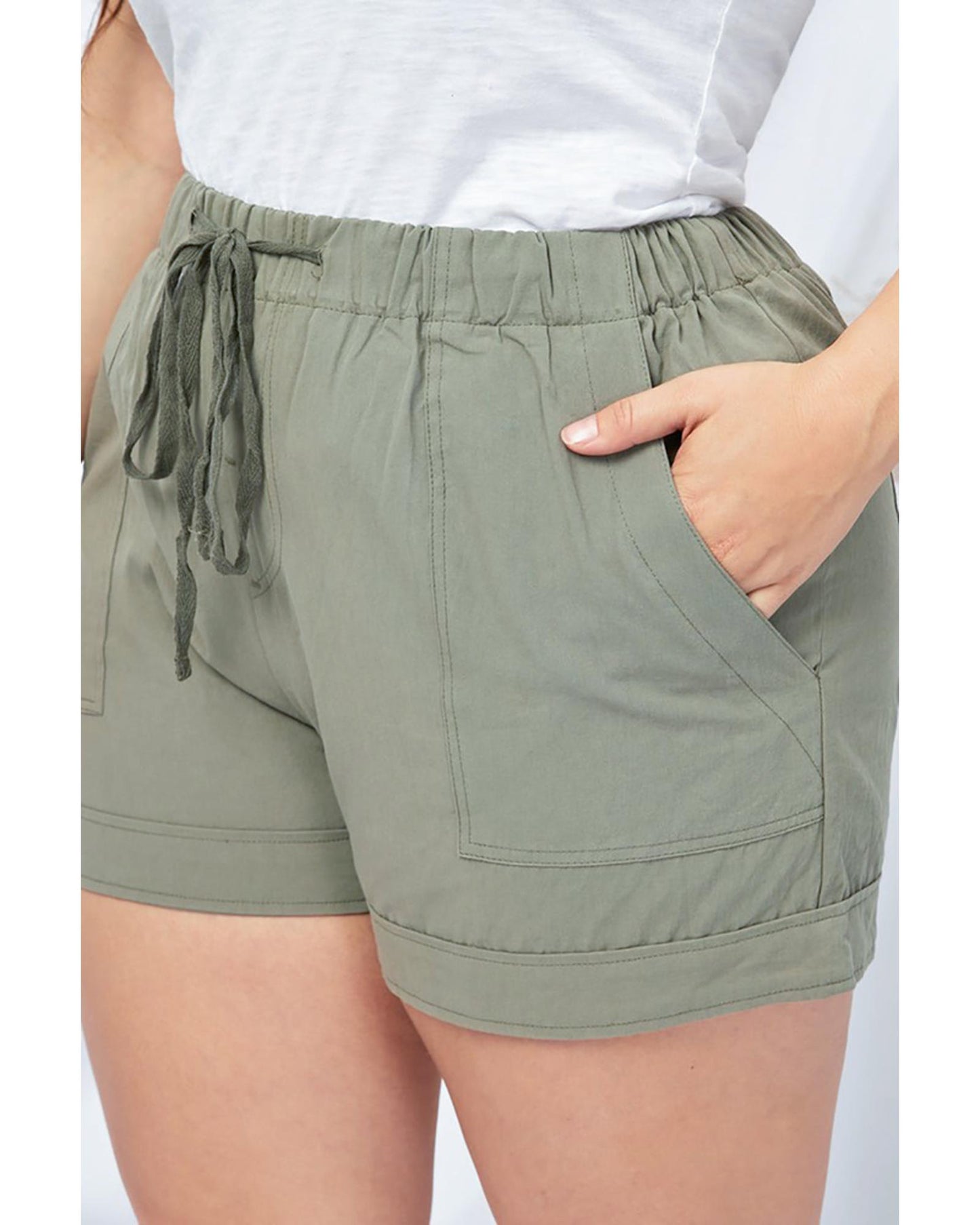 Azura Exchange Elastic Waist Drawstring Pocket Shorts - 1X