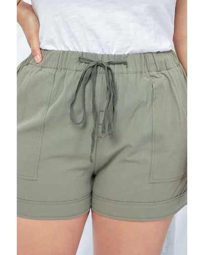 Azura Exchange Elastic Waist Drawstring Pocket Shorts - 1X