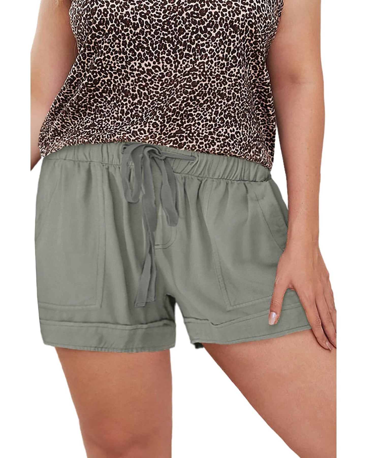 Azura Exchange Elastic Waist Drawstring Pocket Shorts - 1X