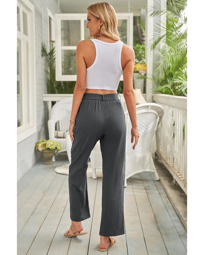 Azura Exchange Wide Leg Pants with Elastic Waist and Drawstring - L