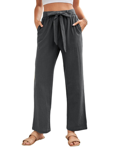 Azura Exchange Wide Leg Pants with Elastic Waist and Drawstring - L