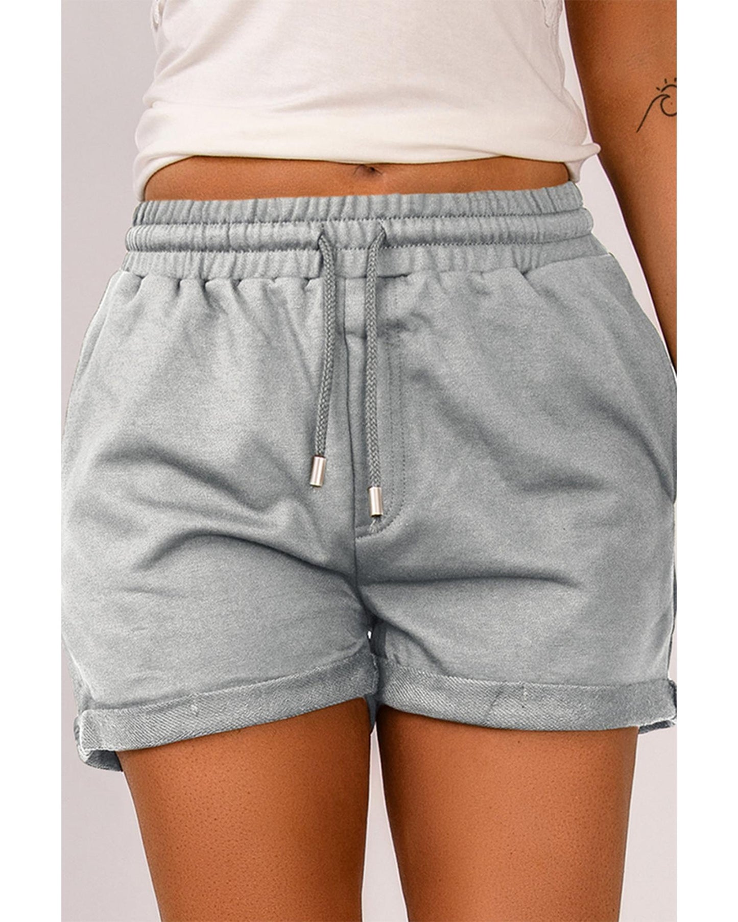 Azura Exchange Tie Waist Cuffed Lounge Shorts - L