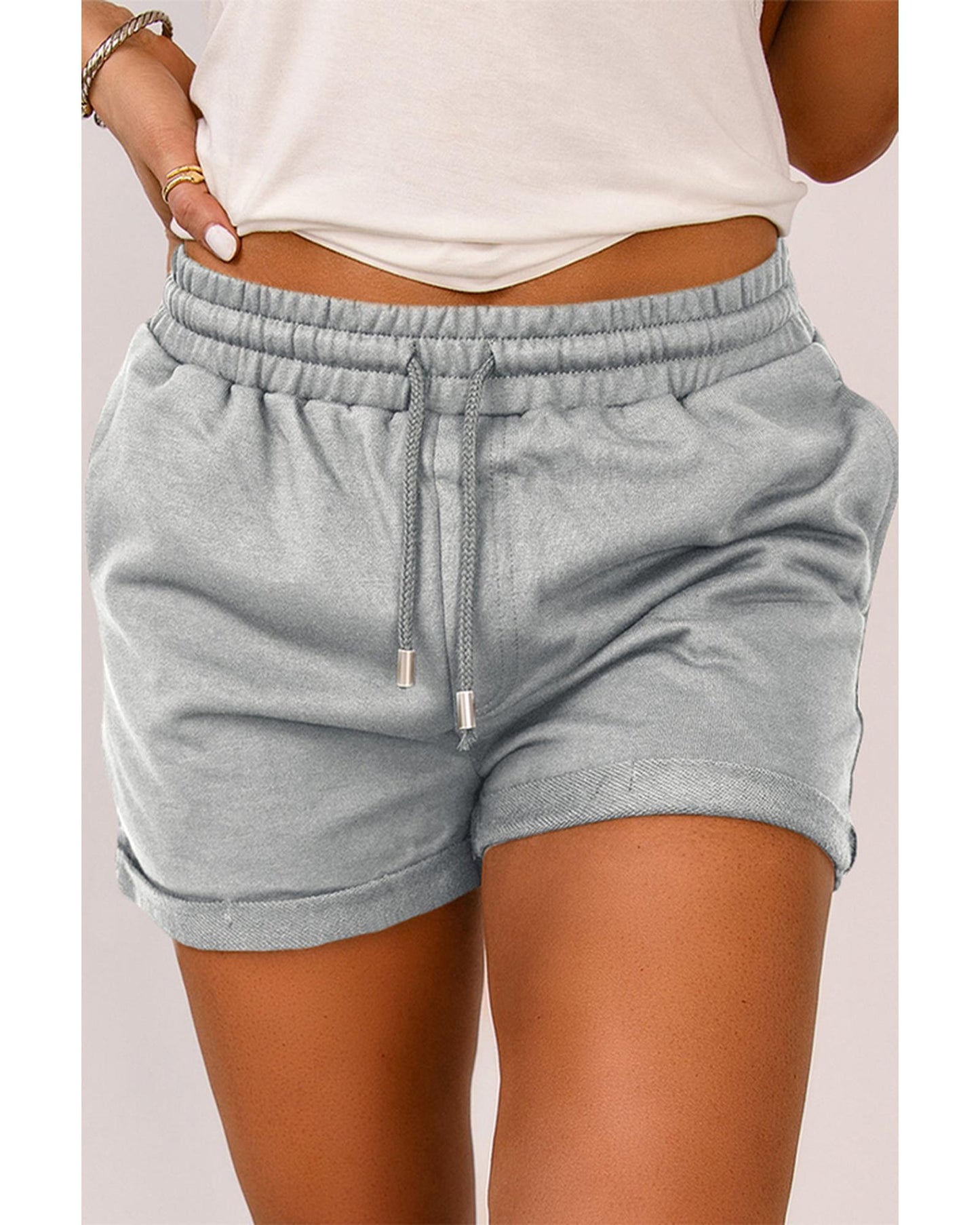 Azura Exchange Tie Waist Cuffed Lounge Shorts - L